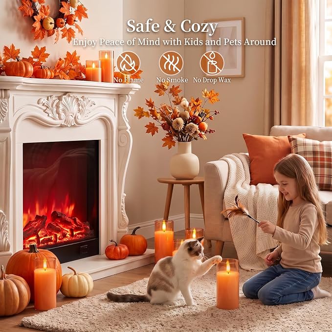 Amagic Orange Halloween Glass Flameless LED Pillar Candle - Image 8