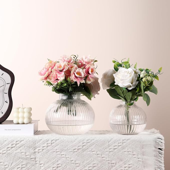 Round Glass Vases Set of 2, Flower Vases - Image 3