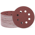 HARFINGTON 100 Pcs 5 Inch Sanding Discs 150 Grit Red Aluminum Oxide 8 Hole | by HARFINGTON