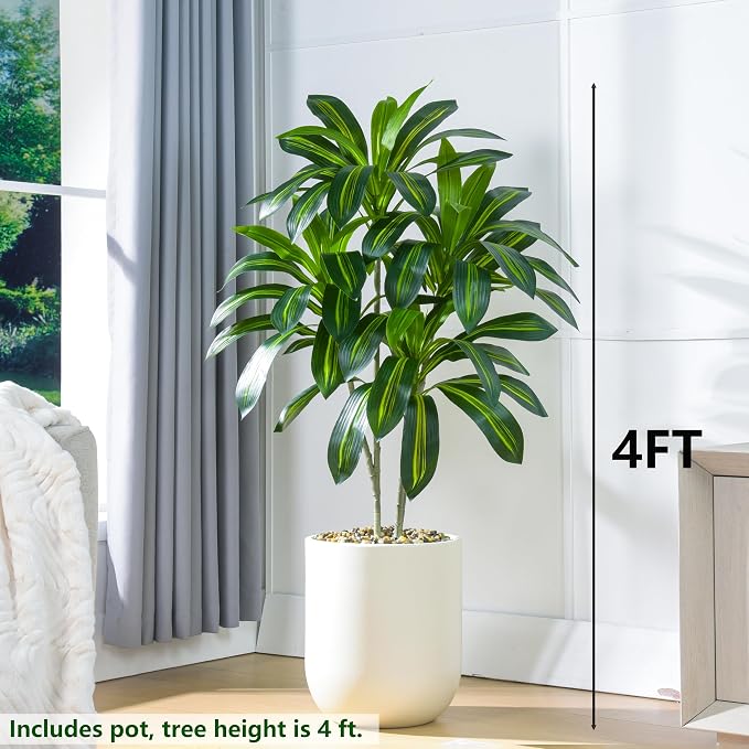 2 Pack Artificial Dracaena Tree, 4FT Fake Indoor Plant - Image 7