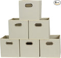 Fabric Storage Bins 6 Piece Set, Strong Poly-Woven Fabric, Sturdy Chipboard by HouseholdEssentials