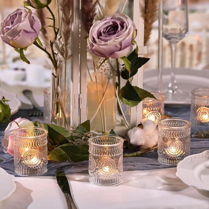 DEVI 24pcs Clear Glass Votive Candle Holders, Vintage Candle Holder - Image 2