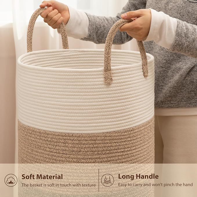 OIAHOMY 60L Nursery Hamper Laundry Basket Laundry Hamper Gradient Brown | - Image 9