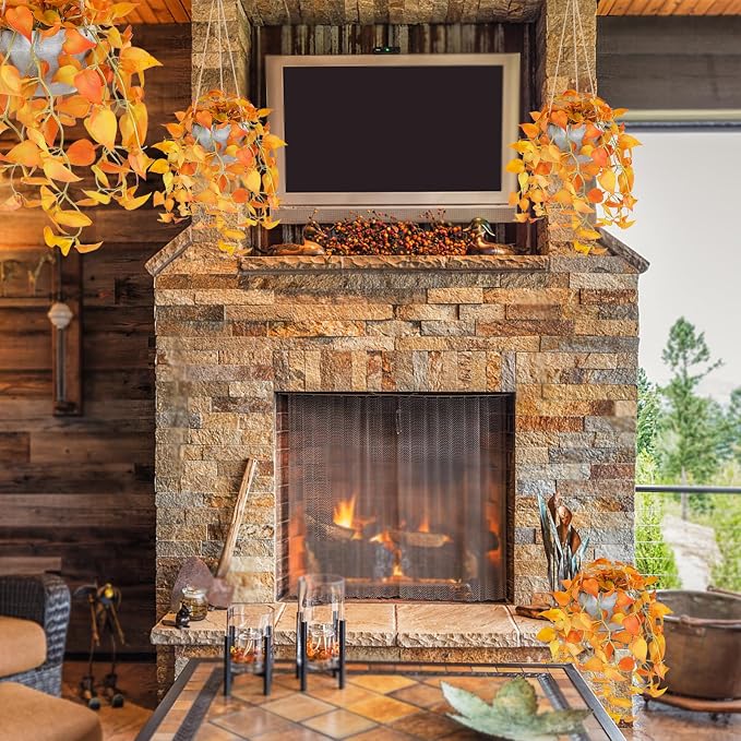 TNNTOPELE 2 Pack Autumn Fake Hanging Plants - Image 6
