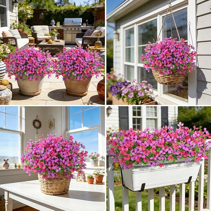 16 Pcs Artificial Flowers for Outdoors Decor, silk flowers, faux plastic plants - Image 6