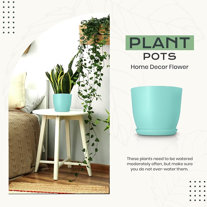 Plant Pots Indoor with Drainage, 10 Pack Multi-Size Planters Set, Aqua | - Image 4