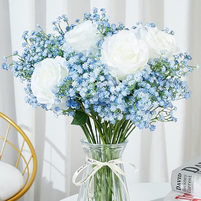 21'' Babys Breath Artificial Flowers 12 Pcs Blue Gypsophila Faux Flowers | - Image 8