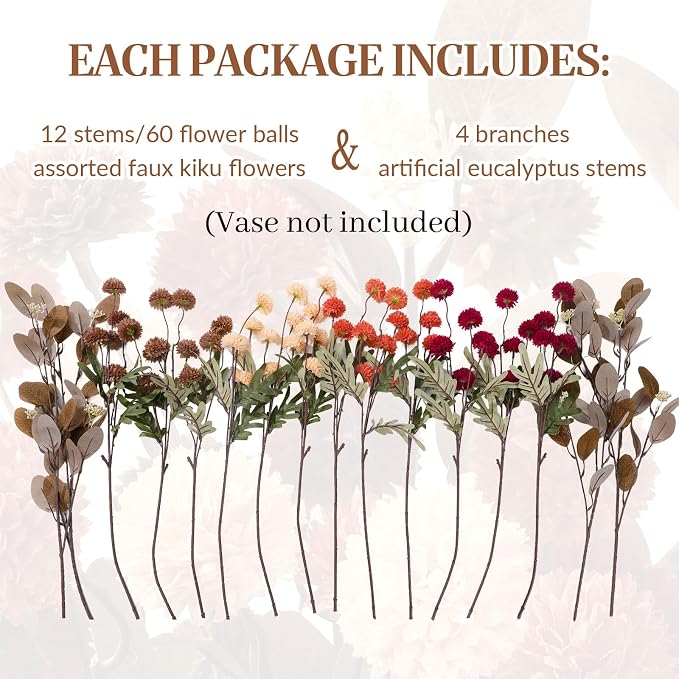 Alupssuc 16 PCS Silk Mums Artificial Fall Flowers - Image 3
