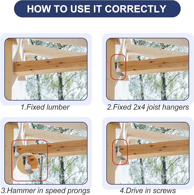 Joist Hangers 2x4 for Wood 20 Gauge Galvanized Face Mount Joist Hanger Bracket - Image 5