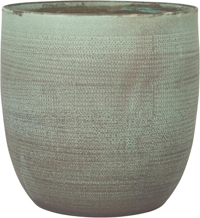 Creative Co-Op Matte Aqua Green Textured Stoneware Planter - Image 4