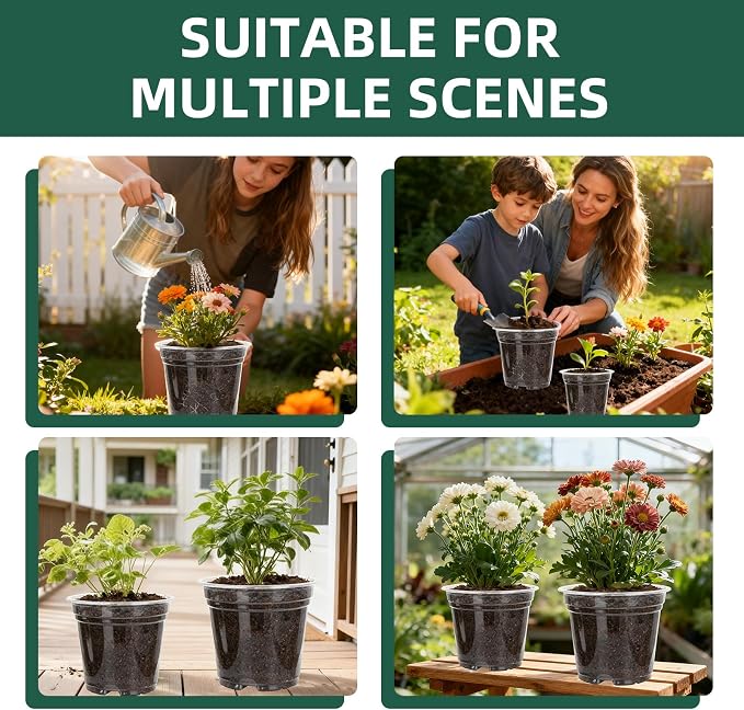 40 Pack10 & 8 Inch Large Clear Nursery Pots - Image 7