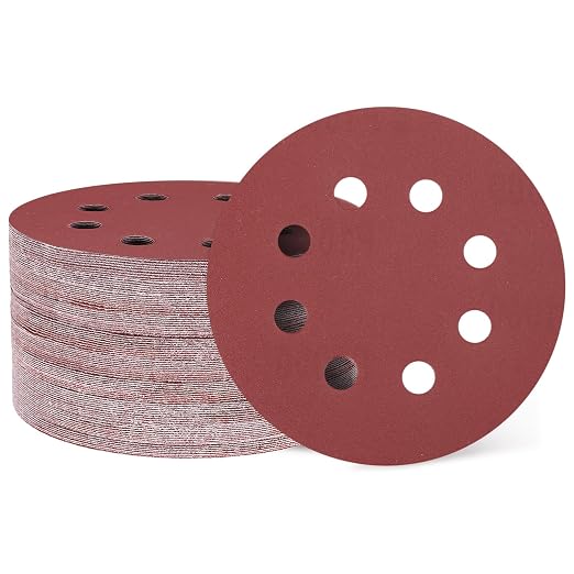 HARFINGTON 150 Pcs 5 Inch Sanding Discs 1000 Grit Red Aluminum Oxide 8 Hole | by HARFINGTON