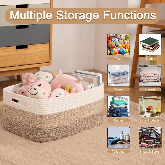OIASKET Large Storage Basket for Organizing, Woven Rope Basket for Shelves - Image 3
