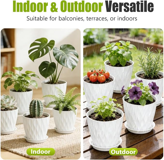 8 Inch Plastic Plant Pots, Planters - Image 3