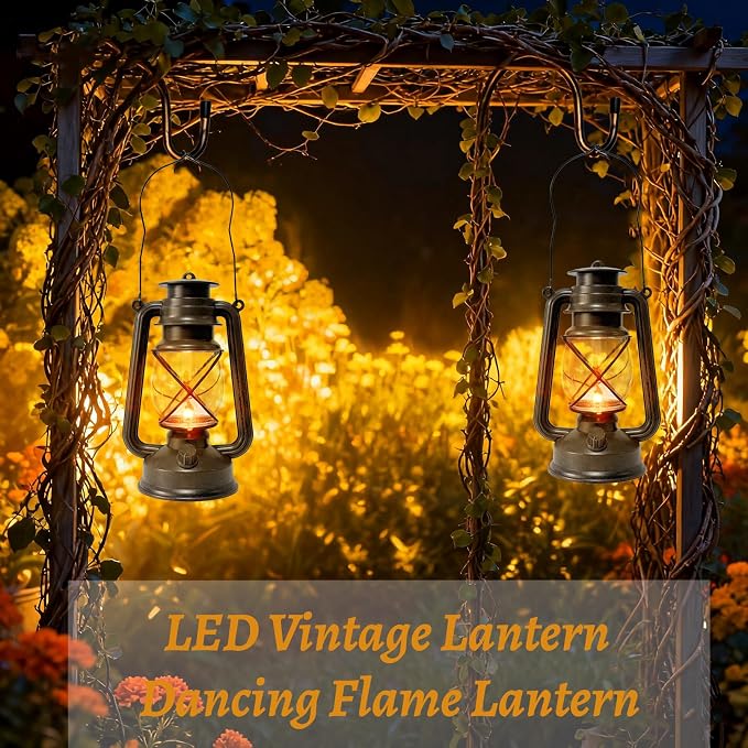 2 Pack LED Vintage Lantern Battery Powered Lanterns - Image 2