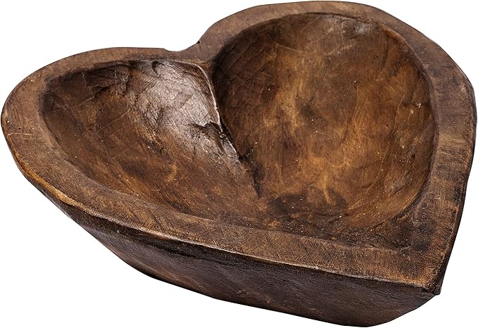Decorative Bowl Home Decor Approx 10.5x12 Inch, Hand Carved Spanish Oak | Made by MainEventUSA