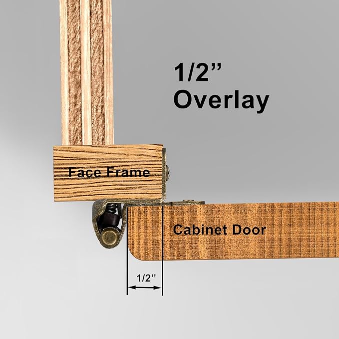 Antique Brass Cabinet Hinges, 1/2” Overlay, 4 Pack | - Image 2