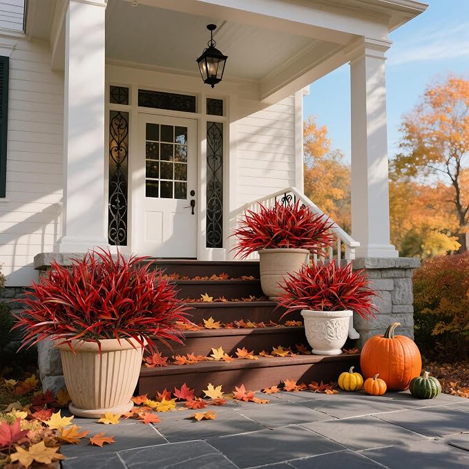 Ivydale 12Pcs Artificial Plants Outdoor Fake Plastic Grass Fall Decoration UV - Image 3