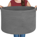 Large Dark Grey Storage Basket, Woven Cotton Rope Baskets by MEGASKET