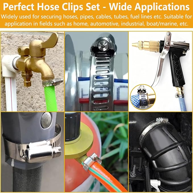40 Pack Adjustable Stainless Steel Hose Clamps, 10-70mm Worm Gear Duct Pipe - Image 6
