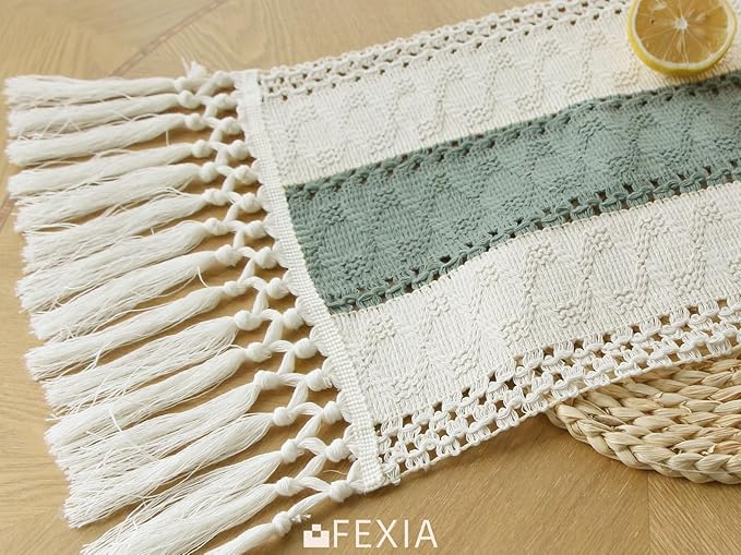 Boho Table Runner for Home Decor 12x72 Sage Green Fall Decorations | 72 Inches - Image 4