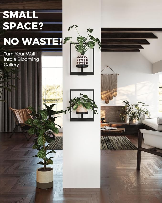Bamworld Wall Plant Holder Plant Stand Indoor Wall Planters Black | Wall - Image 3