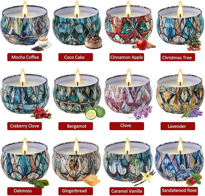 12 Pack Christmas Scented Candles Gifts Set - Image 2
