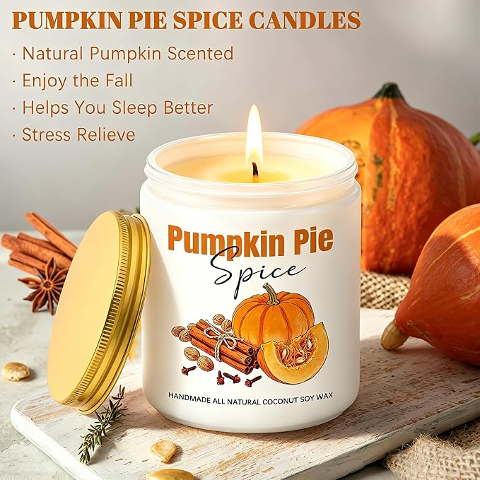 Fall Candles, Pumpkin Cinnamon Spice Candles, Fall Scented Candle Decorations - Image 3