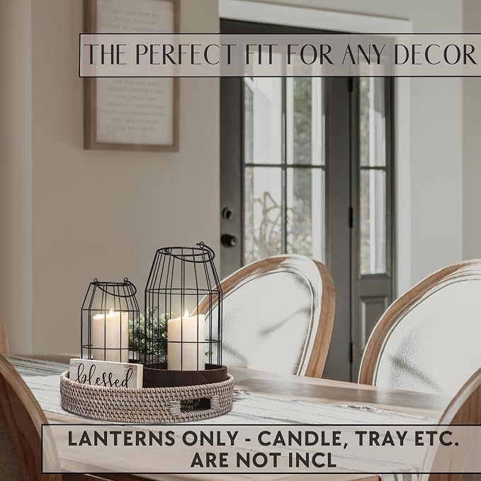 Rustic Farmhouse Lantern Decor Set of 2 - Image 3