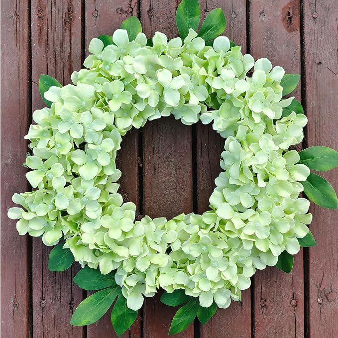 65Pcs Green Hydrangea Artificial Flowers Bulk，Realistic Silk Fake Flowers - Image 6