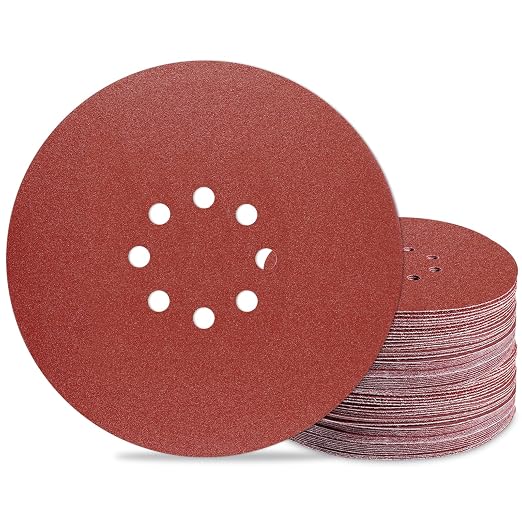9 inch Sanding Discs 150 Grit 8 Holes Hook and Loop Sandpaper by Awutzut