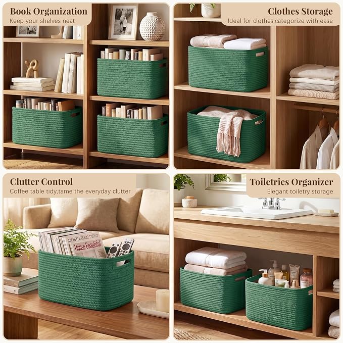 OIASKET 4Packs Natural Cotton Rope Storage Baskets - Image 5