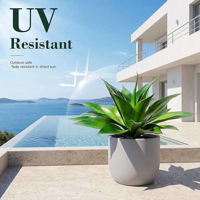 Ttranewsoo Artificial Agave Plants, Large UV Resistant Fake Agave Planters - Image 4