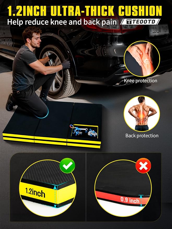 1.2" Extra Thick Foldable Mechanic Mat, Kneeling Pad - Image 3