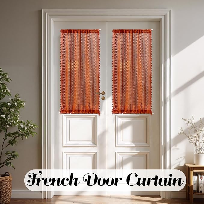 Sutuo Home Burnt Orange French Door Curtain - Image 2