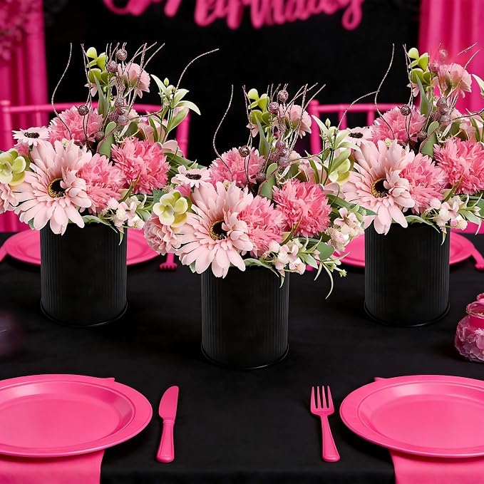 Hot Pink & Rose Gold Artificial Flowers Table Centerpieces | Set of 6 Pre-made - Image 3