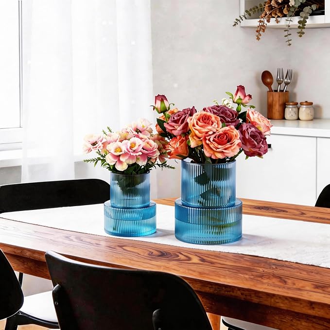 Ribbed Glass Vases for Bouquet, Modern Vase for Living Room, Coffe Table - Image 6