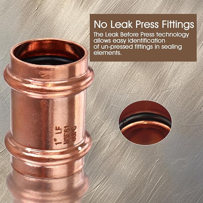 6PK Copper Press Fittings 1 inch Copper Coupling - Image 4