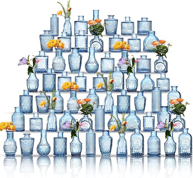 Glass Bud Vases Set of 64 by Unknown