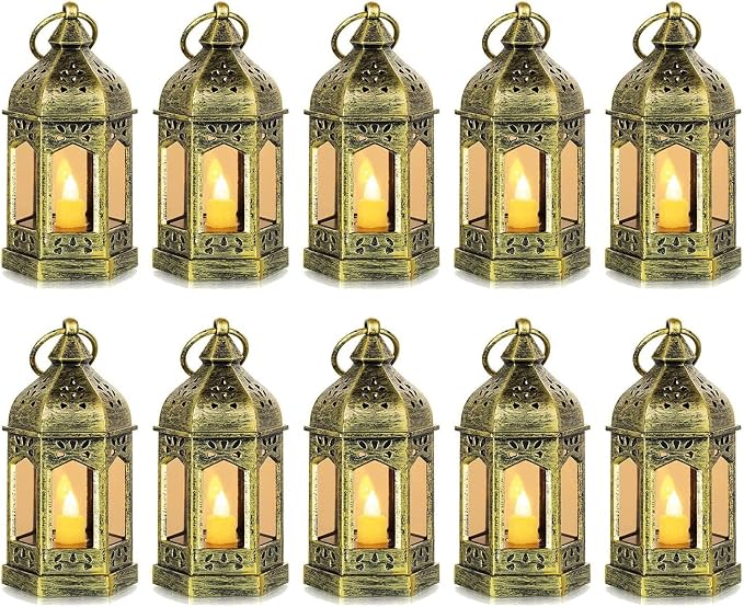 Hewory 10PCS Gold Mini Lanterns by Hewory