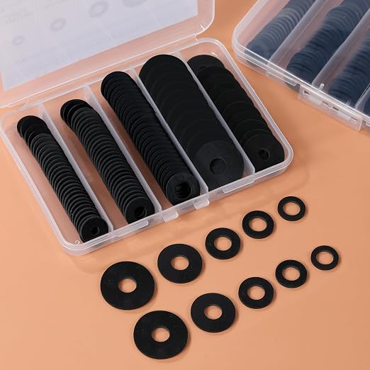 120Pcs Flat Rubber Washers Assortment Kit, 16/18/20/25/30mm Black Washer - Image 9