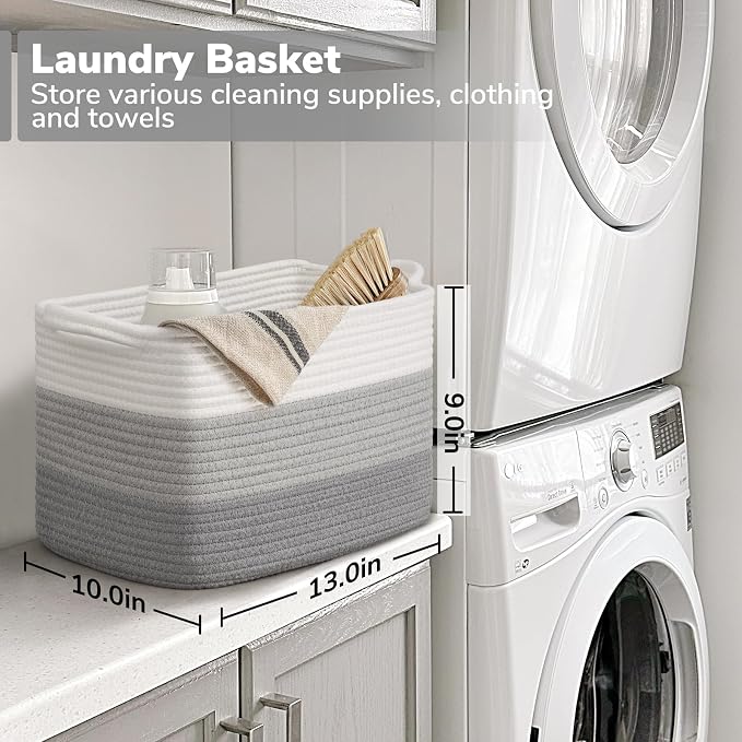 Goodpick Woven Storage Basket for Shelves, Gradient Gray | Stylish Gift Basket - Image 6