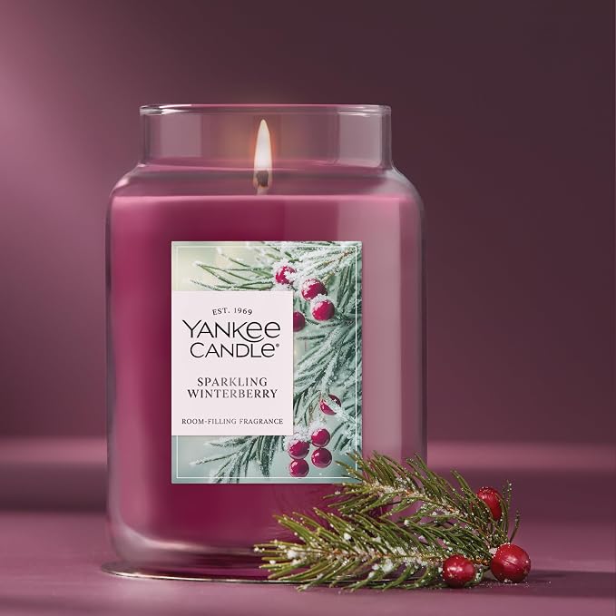 Yankee Candle Sparkling Winterberry Scented Candle, 22oz Large Jar - Image 4