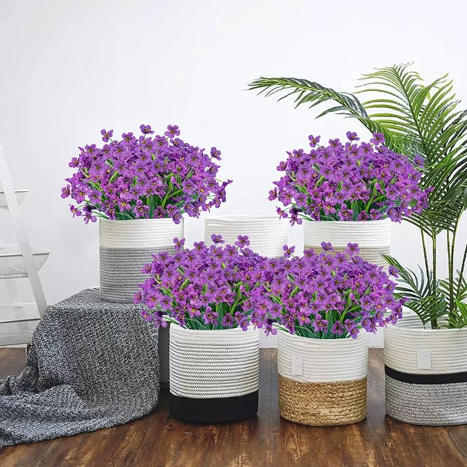 24 Pcs Artificial Flowers for Outdoor, Plastic Fake Flowers Decor, Artificial - Image 4