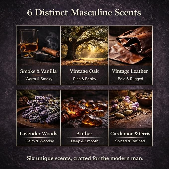 Candle Set for Men, 6 Pack Soy Wax Scented Candles Manly Gift Set, 300H Long - Image 3