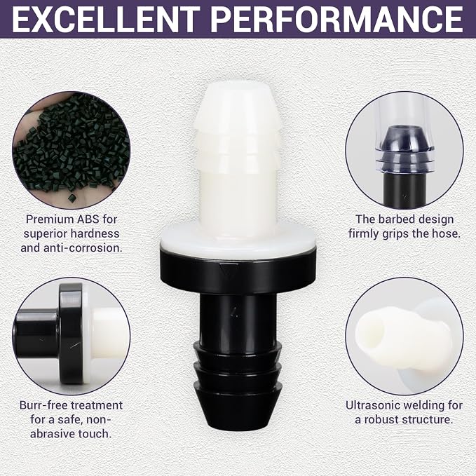 3/8" One Way Inline Check Valve Plug-in Barb Non Return Valve ABS Plastic Water - Image 4