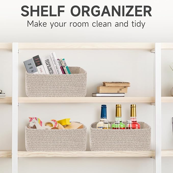 3 Pack Storage Baskets for Organizing, 13.7×9.5×6.3", Mixed brown | Woven - Image 7