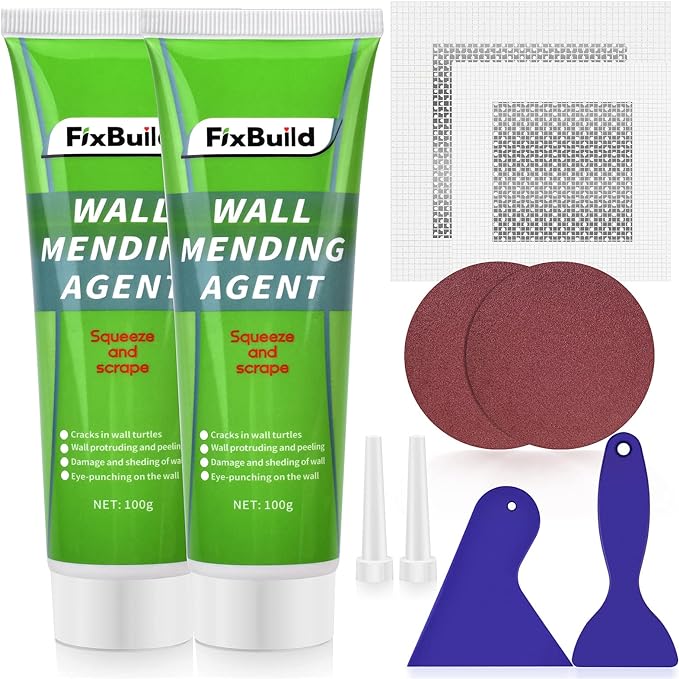 Drywall Repair Kit, 2 Spackle Wall Repair Patch Kit, Wall Mending Agent by FixBuild