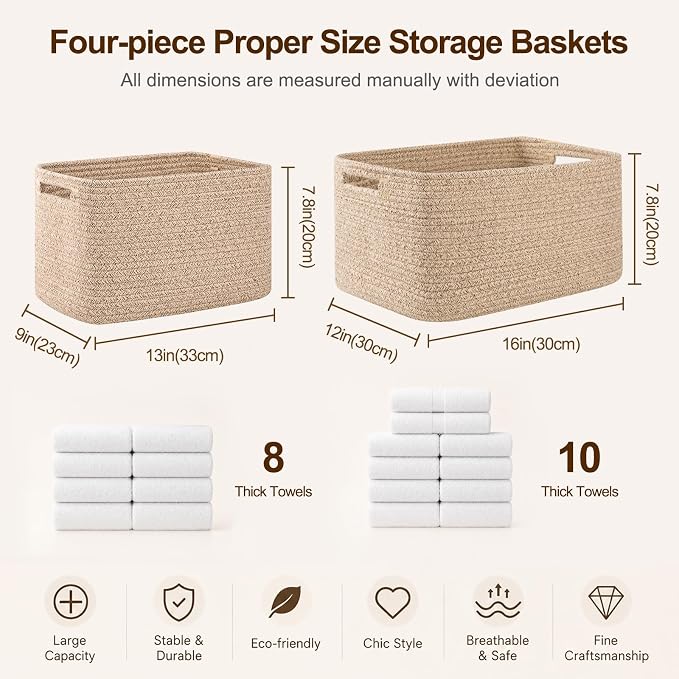 OIAHOMY 4 Pack Storage Baskets for Organizing 15L Cube Storage Bins Black | - Image 5