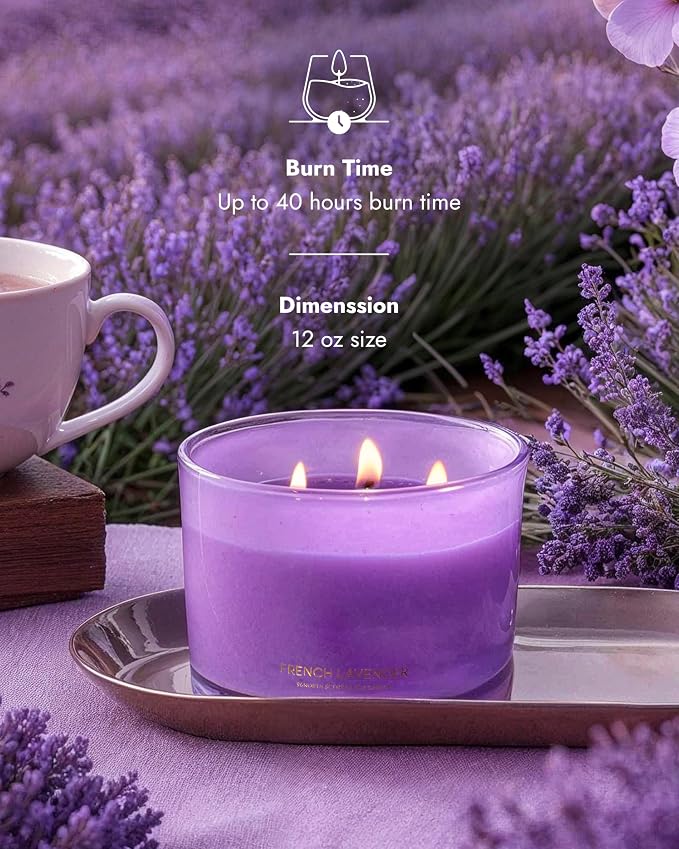 Luxury Lavender Soy Candle | Large 3 Wick Jar Candle | Up to 50 Hours Burning - Image 3